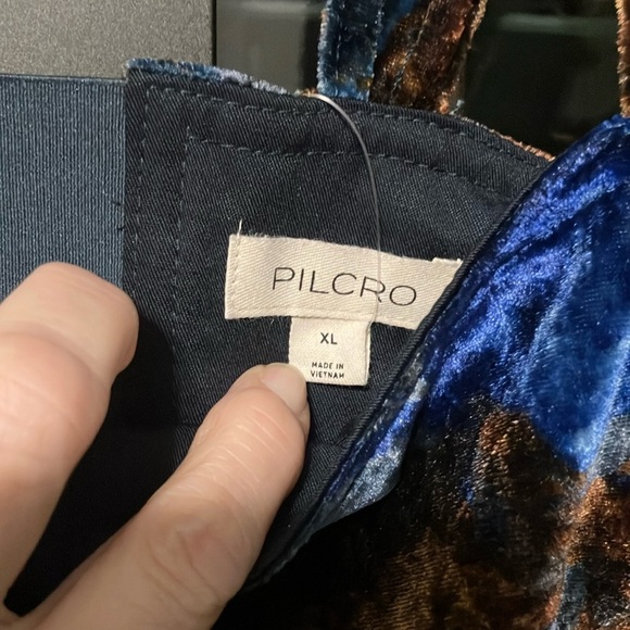 Pilcro Women’s Blue & Brown Paisley Velvet Flyaway Top XL - Picture 3 of 7